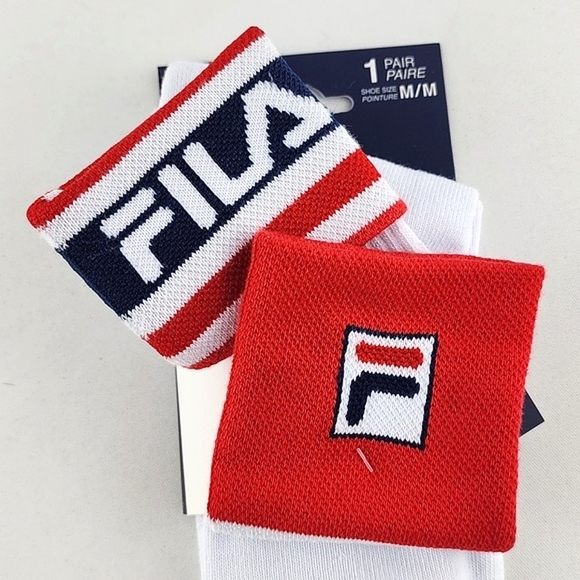 Fila Accessories - ⭐3/ $30⭐ FILA Heritage Unisex 2 Designs In 1 Crew To Quarter Cotton Socks White